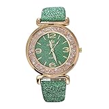 Kudico Damen-Armbanduhr, mit Kristallsteinen, analog, Quarzuhrwerk, Grü