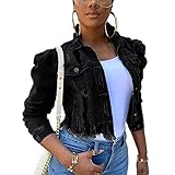 Damen Jeansjacke Große Größe Zerrissene Jeans Jacke Beiläufig Streetwear Strickjacken Einreiher Langarm Outwear Mode Boyfriend Denim Kurz Mantel Vintage Übergangsjacke Damenjack