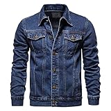 PANBOB Jeansjacke Herren Regular Fit Einfachheit Mode Jacke Herren Langarm Revers Vintage Jacke Herren Frühling Herbst Lassig Täglich Übergangsjacke Herren C-Navy 4XL