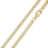 MATERIA 3mm Panzerkette Silber 925 vergoldet diamantiert Gold Halskette Herren Damen 40-80cm mit Box #K70, Länge Halskette:60