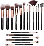 Ammiy Pinselset Make up Pinsel Set Professionelle mit Gesichtspinsel Lidschattenpinsel Augenpinsel Synthetische Haar Kosmetik Pinselsets Eyeshadow Eyeliner Gesichtspuder 18 Stück (Rosa Gold)