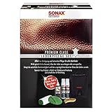 SONAX PremiumClass LederPflegeSet (3x 250 ml) inkl. 2x LederReinger, 1x LederPflegeCreme, 1x MicrofaserTuch; 1x MicrofaserPflegePad, 1x IntensivreinigungsBürste | Art-Nr. 02819410