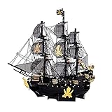 Chtom 3D-Puzzle Metall for Frauen-Männer,DIY.Piraten-Schiff Segelschiff Bausätze Hobby Spielzeug,3D-Puzzle Schiff Modell Fahrzeug Schreibtisch Dekor Geschenke for Erwachsene und Kinder,307 Stück