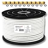 PremiumX PROFI 100m Koaxial-Kabel 130dB 4-Fach geschirmt, REINES KUPFER SAT Antennenkabel + 10 F-Steck