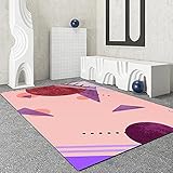 Teppiche für das Schlafzimmer, Moderne Teppiche mit abstraktem Muster, pflegeleicht & langlebig, weich und schuppenfrei, rosa, braun & weiß (Pink Lila, 160x230cm)