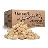 FLAMMBURO (5 kg) Öko-Anzündwolle direkt vom Hersteller, Holzwolle, zertifizierter Holz-Ursprung, FSC®-zertifiziertes Produkt, pflanzliches Wachs, ökologische Grillanzünder, Kaminanzünder, 5 kg