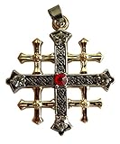 Christliche Religion selten und fein kopiert Jerusalem Cross Mittelalter mit 2 Ton Stahl (Silber und Gold) Kristall CZ Diamant und Rubin Farbe und Schlangenk