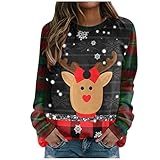 Pullover & Strickjacken FüR Damen Teenager MäDchen Weihnachten Sweatshirt Christmas Sweater Top Weihnachtsmotiv Winterpulli Crew Neck Jumper Festival Outfit Damen Partner Pullover W