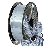 Amazon Brand - Eono Seide Silber Filament 1.75 mm PLA 1KG, PLA Filament 1.75, Glänzend Metallischer Schimmer 3D-Drucker PLA Filament, 1 kg 1Spule,Hat eine metallisierende Optik