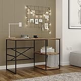 Yurupa Vintage Schreibtisch,Computertisch,Arbeitstisch,Gaming Pc Tisch,Bürotisch mit Metallrahmen,Büro,Arbeitzimmer,Wohnzimmer im Industrial Design,Holzoptik VG22