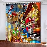 Fgolphd Super Mario verdunkelungsvorhang wasserdichter Stoff gardinen für kinderzimmer,Ösen Oben für gardinen?3D-Digitaldruck 100% Polyester (183×160(BxH),18)