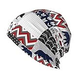 LAOLUCKY Slouchy Beanie Mütze Fashion Skull Cap Headwear Unisex Running Knit Hat Winter Cap, Vintage Camper Red Bear Indianer Indianer Schwarz, O