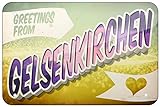 Greetings From Gelsenkirchen, Postcard Retro Look Iron 20X30 CM Decoration Painting Sign for Home Kitchen Bathroom Farm Garden Garage Inspirational Quotes Wall D
