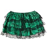 Spitzen gefalteter Rock Frauen Dreischicht Minirock Lacetullle Rock Party Röcke Perfekt for einen Partyurlaub (Color : Green, Size : 5X-large)