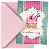 Einladungskarten mit Motiv Muffins / Cupcakes. Einladungen passen zum Geburtstag / Kindergeburtstag / Party / Kochparty / Backparty (Mit passenden Umschlägen)