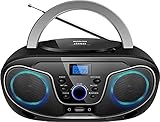 Silva-Schneider 1901850 MPC 19.4 UKW Radio mit CD-Player, AUX, USB, Schwarz/Silb