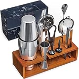 EMPATION Cocktail Set - professionelles Bar Zubehör mit passgenauem Ständer & gratis Rezeptbuch; 750ml Boston Cocktail Shaker - leicht zu öffnen & kein Verklemmen; Cocktail Zubehör für zu H