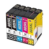 Clorisun 603XL Druckerpatronen für Epson 603 603 XL Multipack für Epson Expression Home XP 3100 XP 3105 XP 4100 XP 2100 XP-2105 XP-4105 Workforce WF-2830DWF WF-2835 WF-2810 WF-2850 （5er Pack）