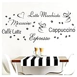 Grandora Wandtattoo Kaffeesorten I braun Kreativset I Kaffee Kaffeebohnen Kaffeetasse Küche Esszimmer Aufkleber Wandaufkleber Wandsticker Sticker W3047