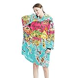 Ölgemälde Kunst abstrakte Blumen Decke Hoodie Weiche Kapuze Robe Warme Decken Tragbare Decke Sweatshirt für Damen und Herren Sweatshirt Einheitsgröße, Farbe 10, O