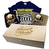Geschenk Box Schonzeit mit T-Shirt Rucksack Geldbörse Aufkleb