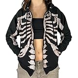 Women's Face Printed Hoodie Zip Vintage 90S Hooded Jacket Y2K Long Sleeve Sweatshirt With Hood Transition Unisex Streetwear Casual Pullover Ladies’ Autumn / Winter Sweat Sweatshirt, Outerwear Jack