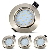 4 Stück LED-Einbaustrahler für den Innenbereich, extra flach bis 28 mm; LED-Einbauleuchte schwenkbar 40 °; Deckenlampe 5 W entspricht 50 W Halogen, 500 lm, hell, warmweiß, b