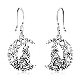 YFN Wolfs-Ohrringe für Frauen, Sterlingsilber, keltischer Knoten, Wolf, Mond, baumelnde Ohrringe, Schmuck, Geschenke für M