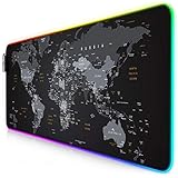 CSL-Computer Titanwolf - RGB Gaming Mauspad - LED Schreibtischunterlage - 800x300 mm - XXL Mousepad - LED Multi Color - 11 Beleuchtungs-Modi - 7 LED Farben Plus 4 Effektmodi - abwaschbar - Weltk