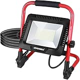 LED Baustrahler 50W, HYCHIKA LED Flutlicht 5500 LM 6500K, Wasserdichtes IP65 Arbeitsleuchter Drehbar, 3 m Kabel mit Stecker für Werkstatt B