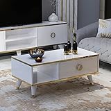 Sophia Couchtisch – Moderner Wohnzimmertisch - Kaffeetisch - Beistelltisch in trendigem Design (Weiß Couchtisch)