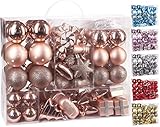 Brubaker 77-teiliges Set Weihnachtskugeln Christbaumschmuck - Kunststoff Roségold/Silb