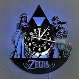 Cheemy Joint Die Legende von Zelda Vinyl Schallplatte Wanduhr LED Light 12'Vinyl CD Quarzuhr | Handmade Interior Home Decor | 7 Farben leuchtende Wanduhr | Kreative Geschenke an F