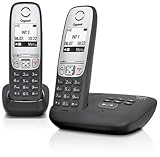 Gigaset A415A Duo 2 schnurlose Telefone mit Anrufbeantworter (DECT Telefone mit Freisprechfunktion, Grafik Display und leichter Bedienung) schw