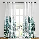 PONY DANCE Wohnzimmer Gardinen Modern 2er Set H 240 x B 132 cm Voile Gardinen Weiss Leinenopik Vorhang Transparent Balkontür Gardine Dekoschals Vorhänge mit Muster Ösenvorhang Halbtransp