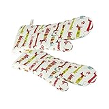 SPOTTED DOG GIFT COMPANY - 2 Set Hitzebeständig Lange Ofenhandschuhe Hitzeresistente Topflappen Backhandschuhe aus Qualitäts Baumwolle mit Süß Dachshund Dackel Hund-Motiv für Hundeliebhaber Geschenk