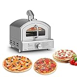 Gas Pizzaofen, Outdoor Pizzaofen mit 12 Zoll Pizzastein, Edelstahl tragbare Pizza Maker für Garten, Camping, Party, Catering Event, H