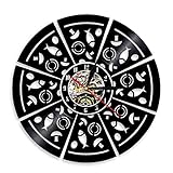 ZFANGY Italienische Peperoni Pizza Wanduhr Italienisches Restaurant Pizza Design Uhr Pizzeria Pasta Diner Chef Vintage Geschenk Schild Uhr Uhr ohne LED