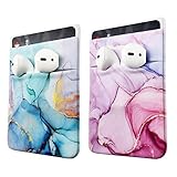 uCOLOR Handy-Kartenhalter, dehnbar, Lycra, Brieftasche, Kreditkartenfächer, Ausweishülle, 3M-Klebefolie auf iPhone, Samsung Galaxy, Android-Smartphones (Pink & Grün Marmor), 2 Stück