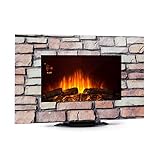 Klarstein Colmar - Elektrischer Kamin, E-Kamin, Elektrokamin, Heizlüfter, Glas, bis 2000 Watt, 7 LED-Farben Hintergrundbeleuchtung, Flammeneffekt, Steindekor, inkl. Fernbedienung, g