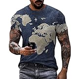 Shirt Herren Sommer Klassisch Mode Rundhals Regular Fit Herren T-Shirt Modern Trend Mode Karte Druck Herren Kurzarm Täglich Casual Atmungsaktives Herren F