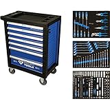 BRILLIANT TOOLS BT153207 Blau/Silber Werkstattwagen mit 7 Schubladen und 207 Premium-Werkzeugen [Powered by KS TOOLS]