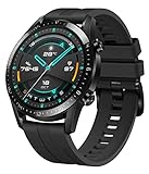 HUAWEI Watch GT 2 Smartwatch (46 mm Full-Color-AMOLED Touchscreen, SpO2-Monitoring, Herzfrequenzmessung, Musik Wiedergabe, 5ATM wasserdicht, GPS) Matte Black, 30 Monate G