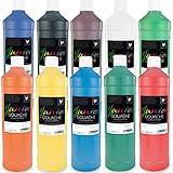 Malverk Junior - Gouache Farben Set 10 x 1 Liter - Schul-Temperafarben für Kinder, auf Wasserbasis, Bastelfarben in praktischen D