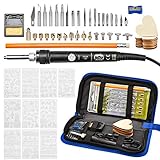 Brandmalerei Lötkolben Set, 60W Brandmalkolben Einstellbare Temperatur 200~450 ℃ mit Lötkolben Stift, Lötkolbenhalter, Lötspitzen, Brennstift Werkzeug für Holz Leder Gravieren Holzb