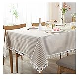 Anze Rechteckige Tischdecke mit Streifen, antibakteriell und knitterfrei, fleckenabweisend, staubdicht, dekorative Tischdecke für Küche, Esszimmer, Innenhof, Café, Party oder Picknick