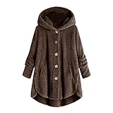Geilisungren Winterjacke Damen Lang Wasserdicht Übergangsjacke Gefüttert Pullover Outdoor Mäntel Herbst Winter Fleecemantel Mit Kapuze Teddy Mantel Lang Damen Flauschig Kapuzenjacke Softshelljack
