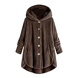 Geilisungren Übergangsjacke Winterjacke Damen Jacke Herbst Winter Fleecemantel Langer Rücken Wintermantel Winddicht Outdoormäntel Angenehm Longpullover Warm Teddy Mäntel Softshelljack