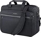 KROSER 18' Laptop Tasche Laptop Aktentasche Passt bis zu 17,3' Laptop Erweiterbare wasserdichte Umhängetasche Computer Tasche mit RFID-Taschen für Reisen/Business/Schule/Männer/Frauen-Schwarz MEHRWEG