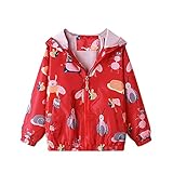 Keyck Jacke Mädchen Mantel Kinder Warme Jacken Kapuzenjacke Atmungsaktiv Wasserdicht Winddicht Hell Tops Softshelljacken Wanderjacke Outdoor Sonnenschutz Süßes Honigmuster 6-7 Jahre,R